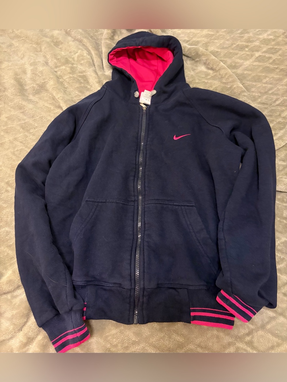Nike Navy Blue & Pink Full-Zip Hoodie
